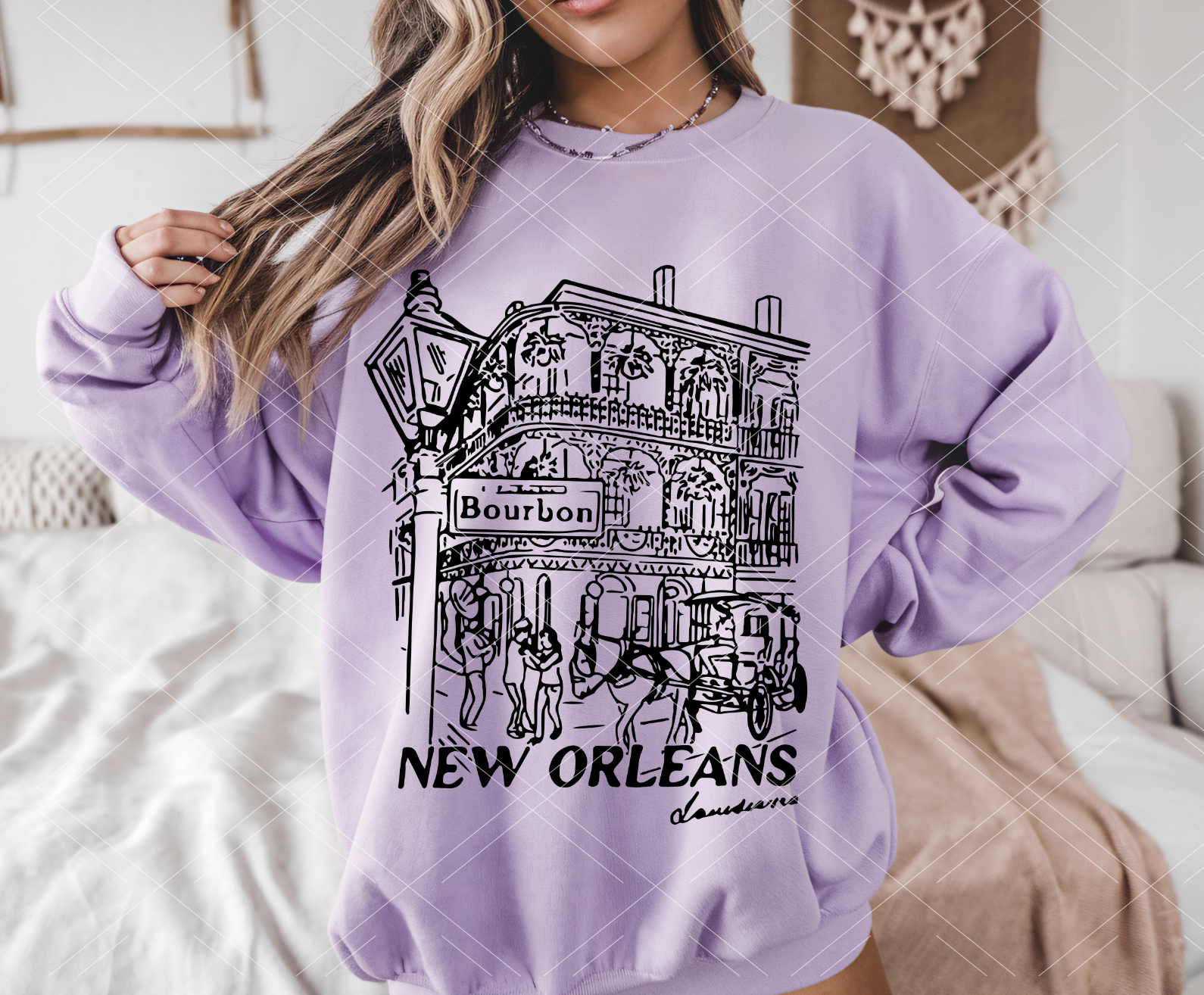 New Orleans French Quarter Line Art